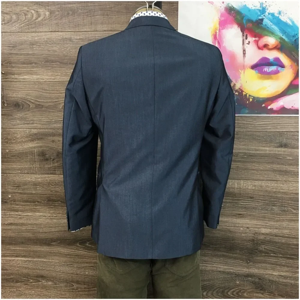 JOHN VARVATOS Mens Blazer Sport Coat Casual Jacket Size 38R Two Button Blue Suit